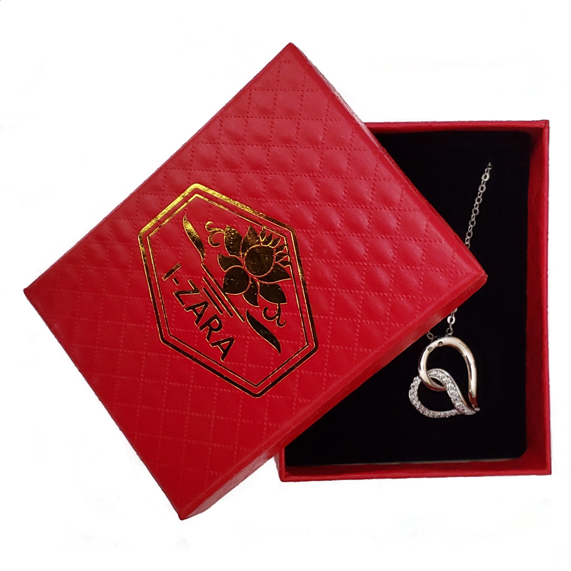 Cubic Zirconia Inlayed Double Hearts Pendant Necklace for Women's