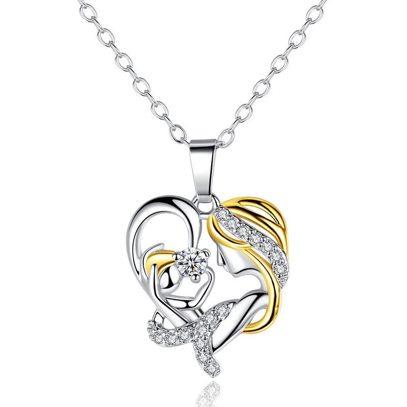 Classic High Quality Mother and Child Loving Unique Heart Necklace