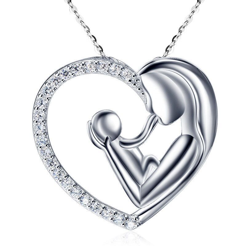 Best Great Quality Classic Mother and Child Heart Pendant Necklace
