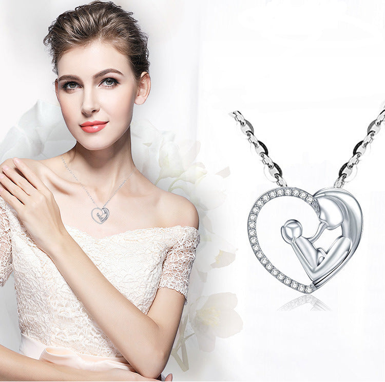 Best Great Quality Classic Mother and Child Heart Pendant Necklace