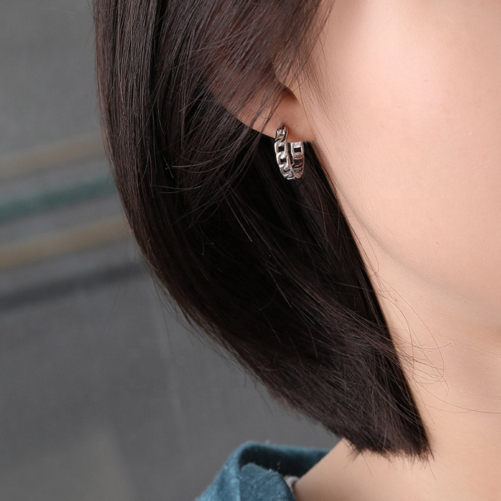 cuban link hoop earrings