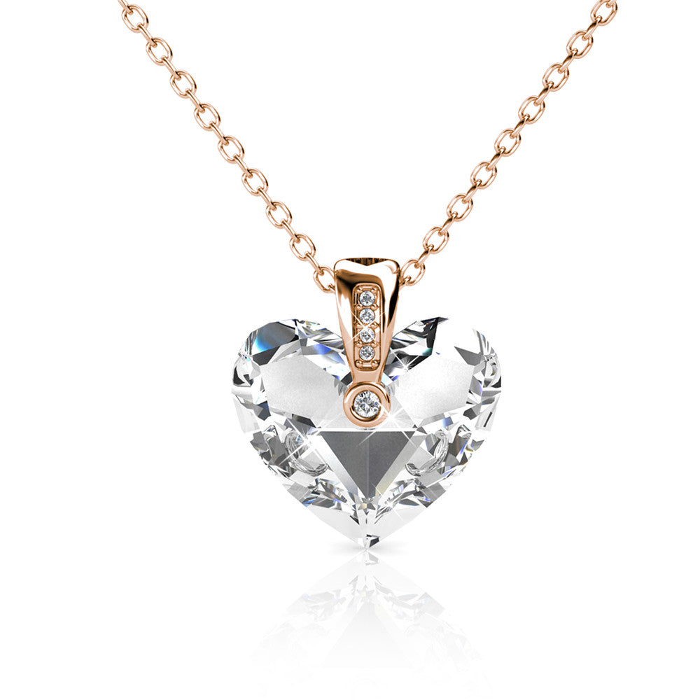 Rose Gold Crystal Heart Necklace Made With Swarovski Crystal Online