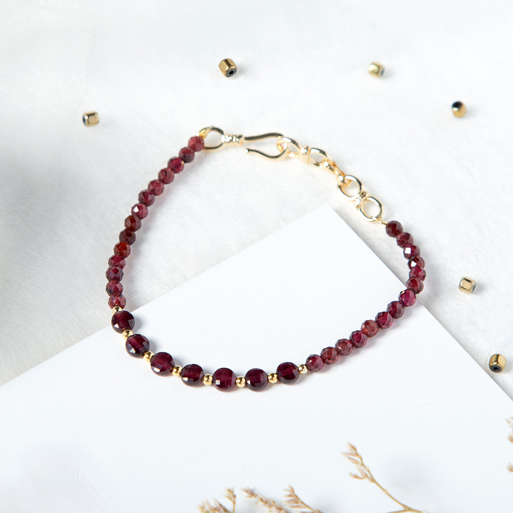 Garnet with Infinity Charm Bracelet